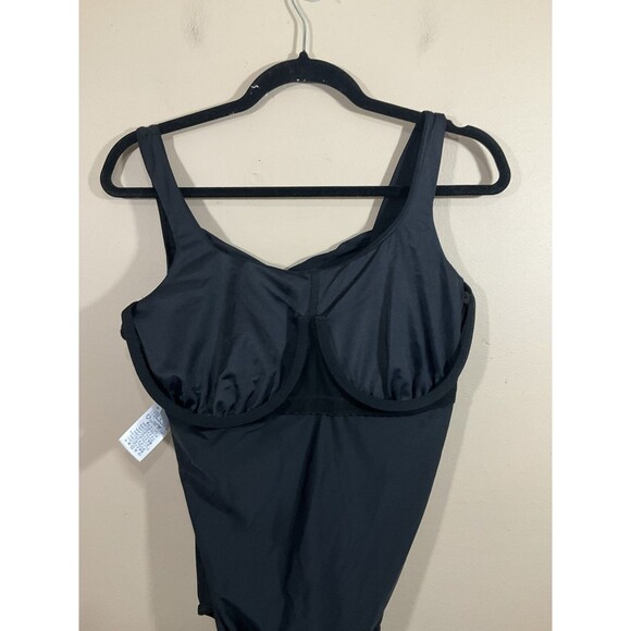 Lands End Womens SlenderSuit Carmela One Piece Swimsuit 16 Black Underwire NWOT - Picture 5 of 9